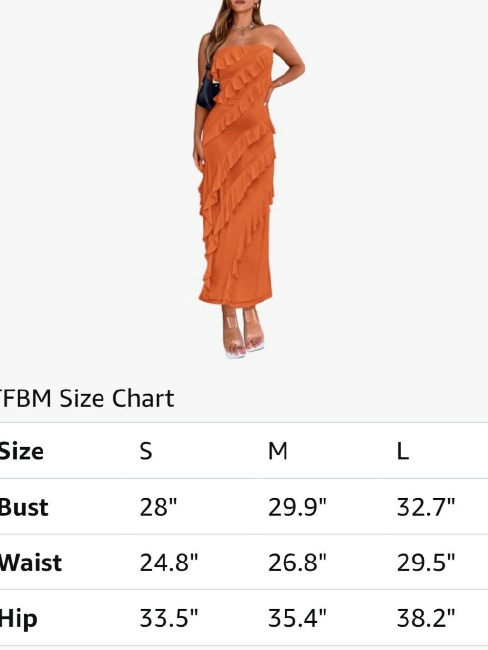 Orange Ruffle Maxi Dress - Picture 5 of 6